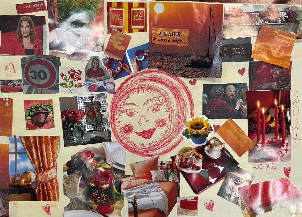 Collage réalisé en atelier, à partir d’images découpées dans des magazines.